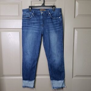 Joe's Jeans The Smith Mid Rise Straight Ankle Raw Hem Blue Denim Jeans Size 31